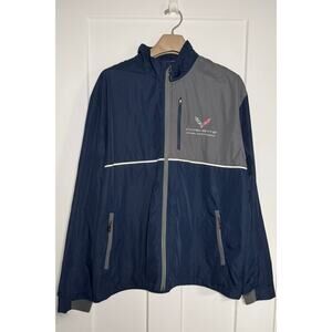 Corvette National Museum Cutter and Buck XXLarge Blue Gray Windbreaker Jacket